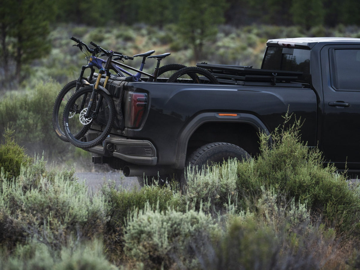 GMC Sierra HD with a Tectonic tri-fold tonneau cover at the lake
