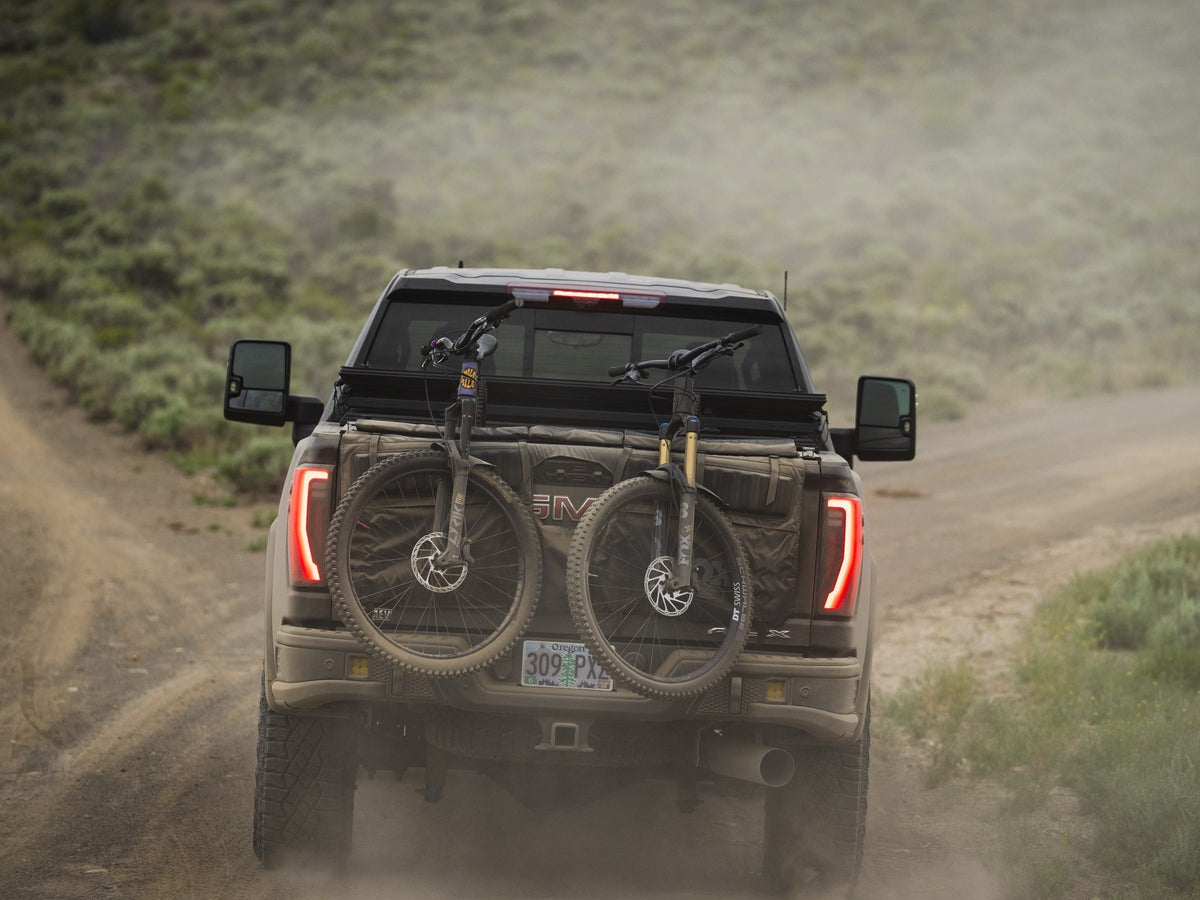GMC Sierra HD with a Tectonic tri-fold tonneau cover at the lake