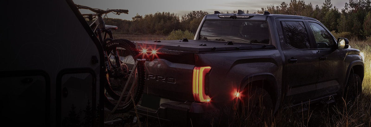Toyota Tundra TRD Pro with a Tectonic tri-fold tonneau cover and mountain bikes