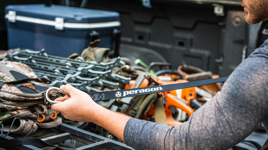 Peragon ratchet straps in truck bed