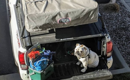 Truck top tent over Peragon cover